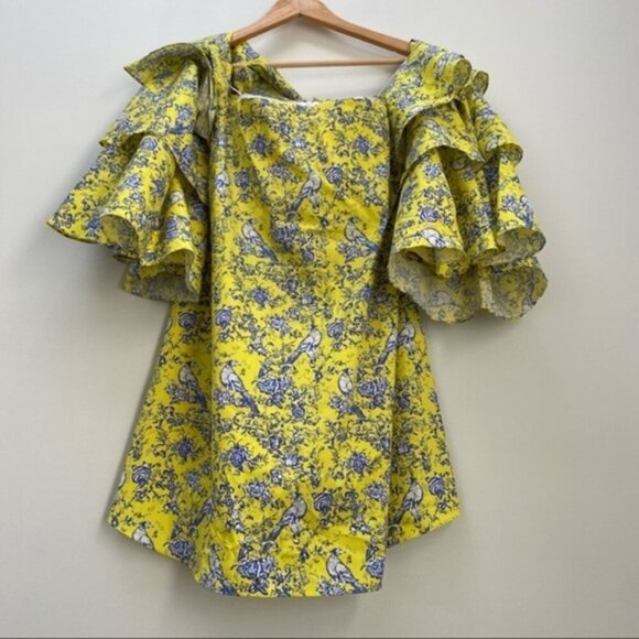 Caroline Constas‎ Carmen Ruffle-Sleeve Dress Women Size Small - Picture 3 of 7